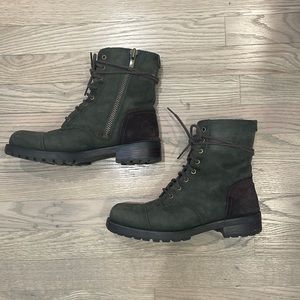 Ugg Green and Brown Suede Combat Boot Sz 9